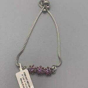 Floral Purple Rhinestone Adjustable Bracelet